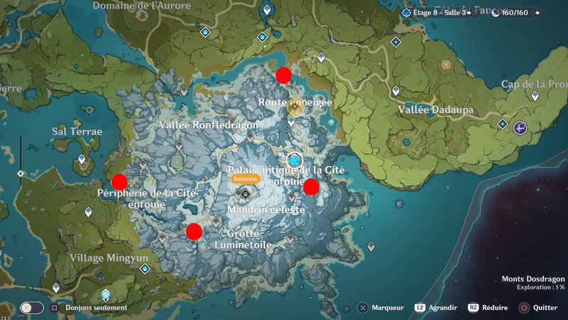 Emplacements Renard des neiges dans Genshin Impact
