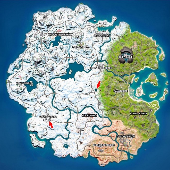 Emplacements bonhommes de neige dans Fortnite chapitre 3