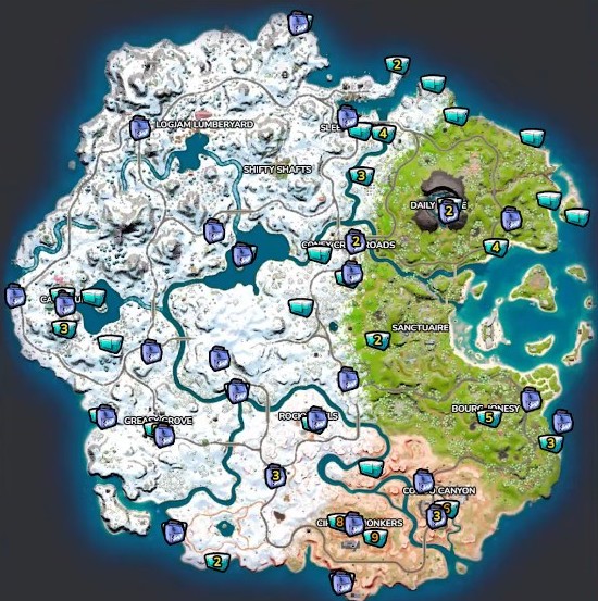 Emplacements des glacières et des machines à glaçon de Fortnite au chapitre 3