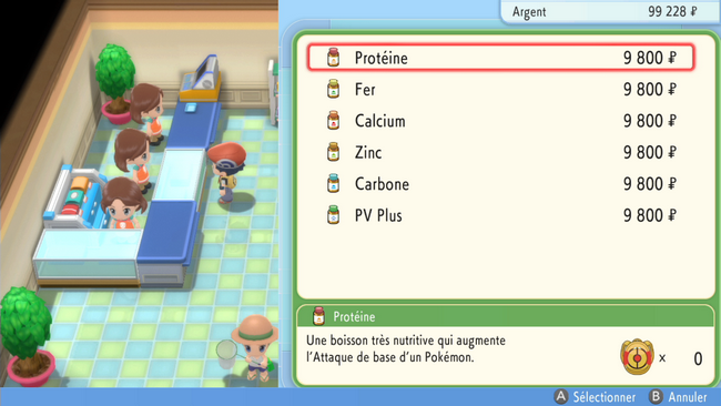 acheter des vitamines dans Pokémon Diamant Étincelant et Perle Scintillante