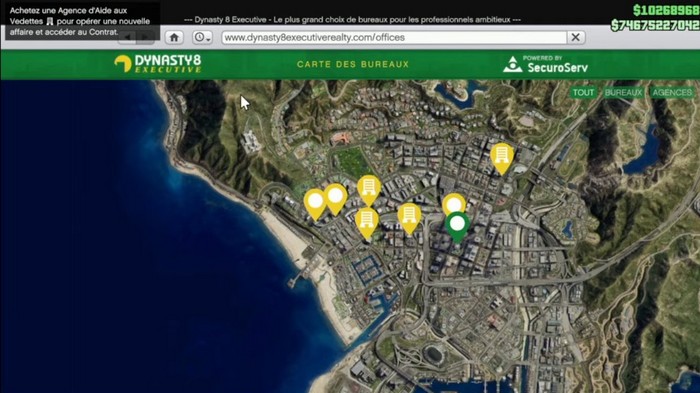 emplacement des agences d'aide aux vedette