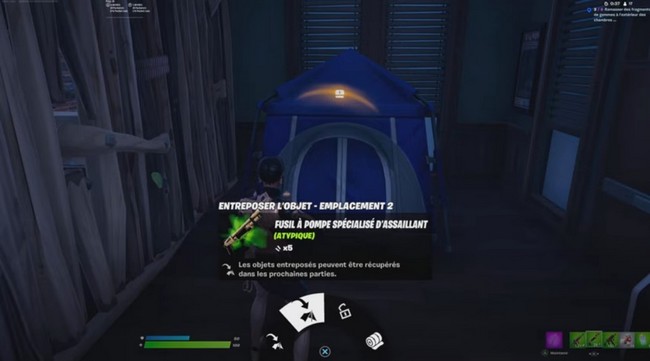 entreposer l'objet -emplacement 2 tente fortnite