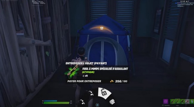 entreposer l'objet payant tente fortnite