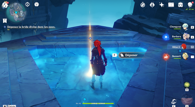 Déposez la bride divine dans les eaux