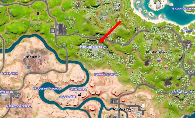 Emplacement du Pyramide paumée dans Fortnite