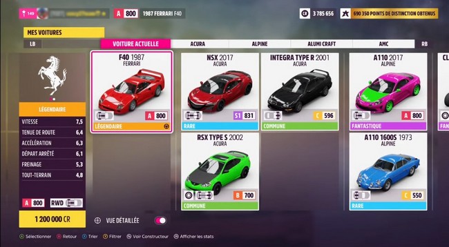 Ferrari F40 de 1987 dans forza horizon 5