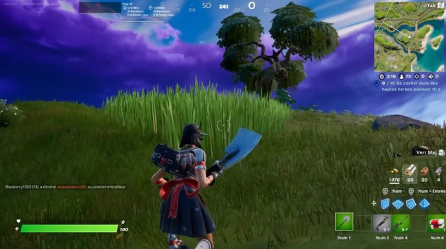 Infliger des dégâts à un adversaire dans les 45 s après s'être accroupi dans des hautes herbes