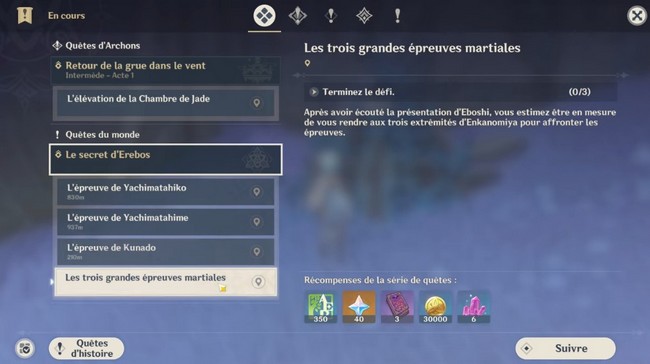 Les trois grandes épreuves martiales-genshin impact