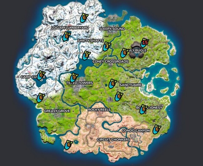 emplacements des Klombaies fortnite