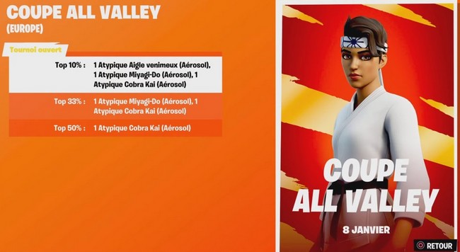 obtenir les recompenses de la coupe All Valley de Fortnite