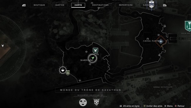 Emplacement Mite lumineuse Marécage La Reine Sorcière Distiny 2