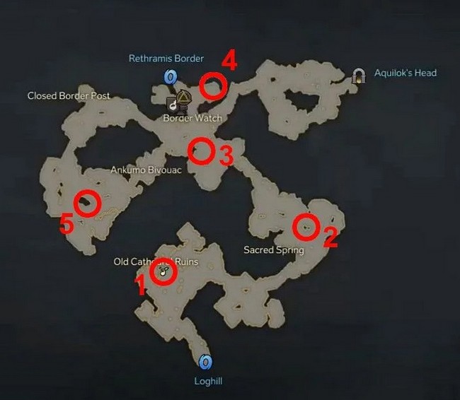 Emplacements Graines Mokoko à Mont Anguemos dans Lost Ark