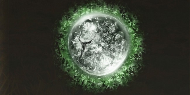 Larme de cristal verte fendue