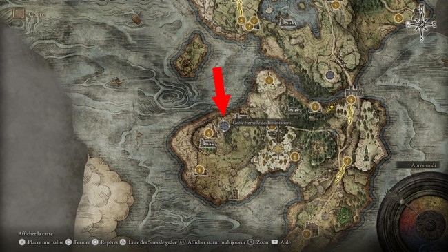 Emplacement la Geôle éternelle des lamentations dans Elden Ring