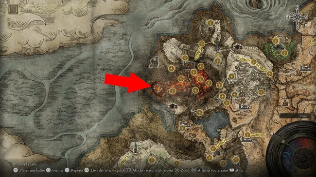 Emplacement Alexander au Mont Gelmir elden ring