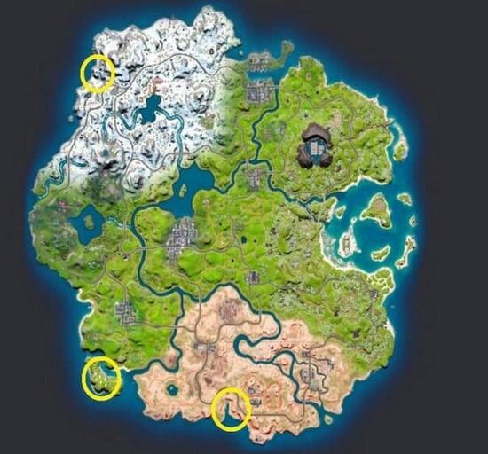 Emplacement de Ravine des épaves, Les Brise-vent et Côte de la rouille dans Fortnite