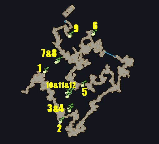 Emplacements Graines Mokoko de la Grotte de Critempête dans Lost Ark