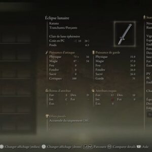 Katana éclipse lunaire Elden Ring