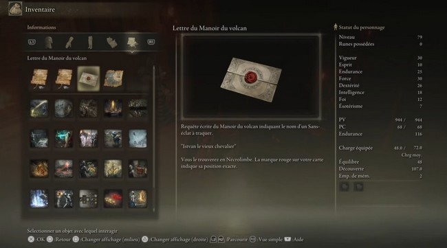 Lettre du Manoir du Volcan Elden Ring