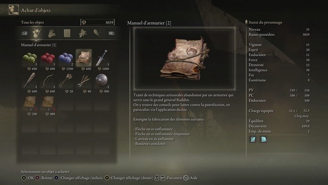 Manuel d’Armurier 2 dans Elden Ring