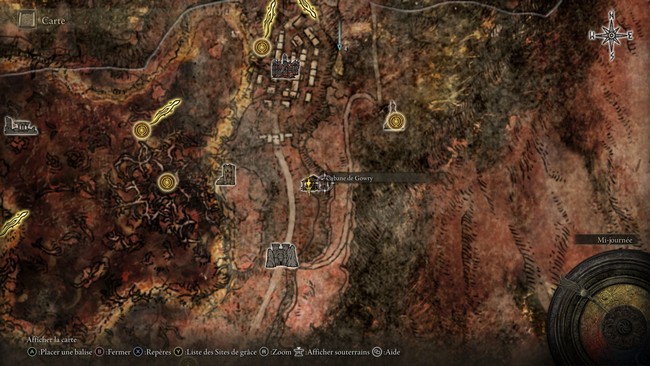 Emplacement du cabane de Gowry dans Elden Ring