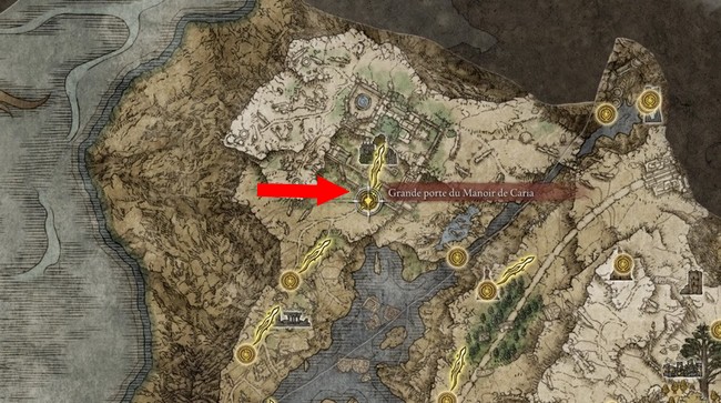 Emplacement Manoir de Caria dans Elden Ring