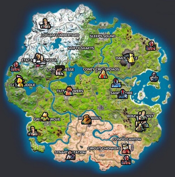 Tous les 24 emplacements des PNJ dans Fortnite Chapitre 3 Saison 2