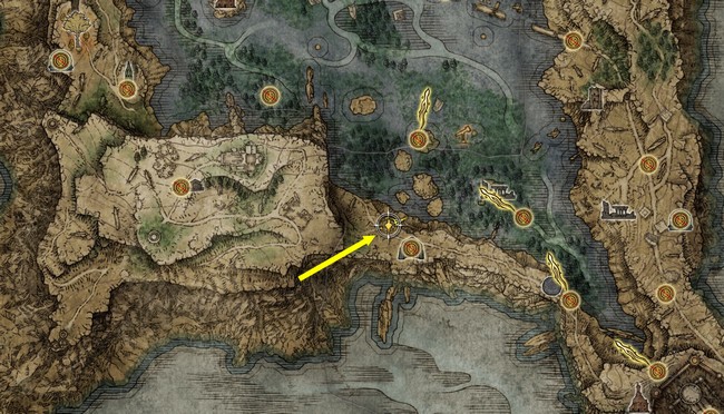 la grotte cachée, au sud de Liurnia