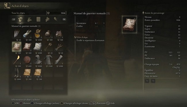 manuel de guerrier nomade 1 elden ring