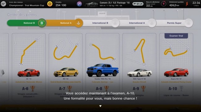 obtenir le Permis National A dans Gran Turismo 7