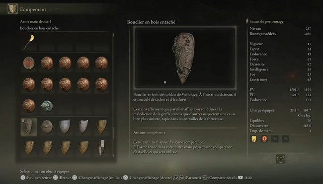 Bouclier en bois entaché elden ring