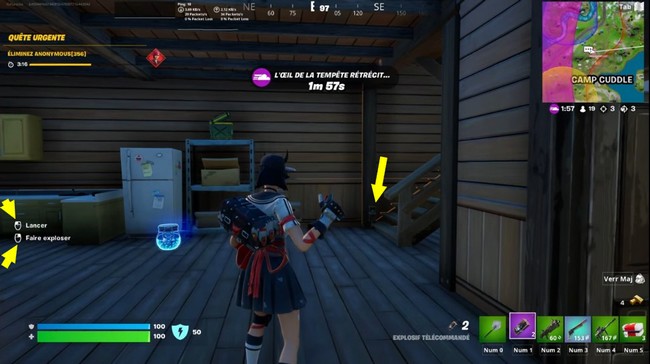 Détruire des structures avec des explosifs télécommandés fortnite