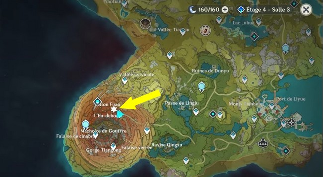 Emplacement cadran solaire des âges-genshin impact