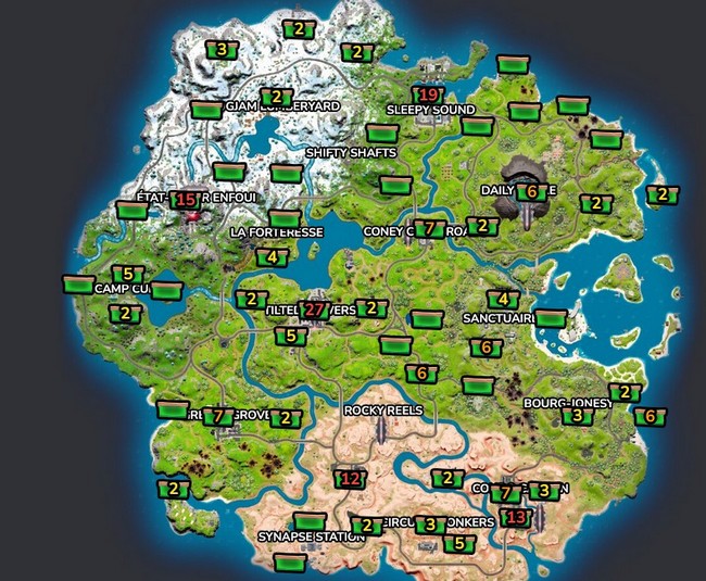 Emplacement des boîtes alimentaires fortnite