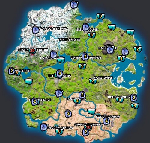 Emplacement glacières Fortnite