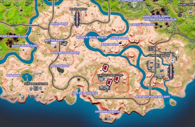 Emplacements Omnipuces au circuit Chonkers dans Fortnite