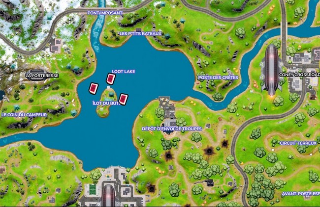 Emplacements Omnipuces à Loot Lake dans Fortnite