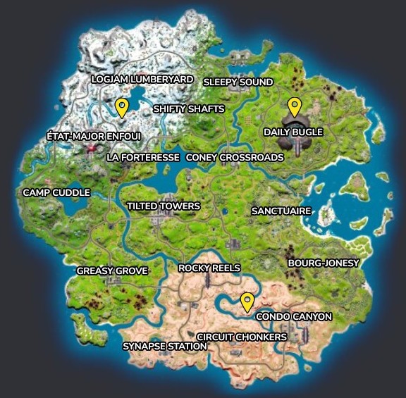 Emplacements cibles dans Fortnite