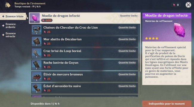 Moelle de dragon infecté genshin impact