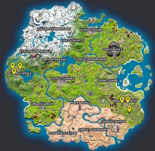 emplacements des récepteurs de données dans Fortnite