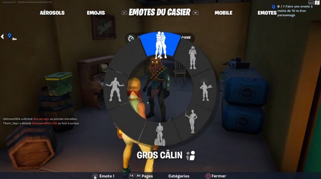 faire uote a au moins de 10 m d'un personnage