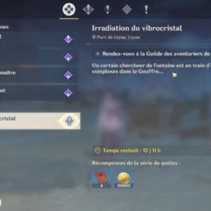 quête Irradiation du vibrocristal genshin impact