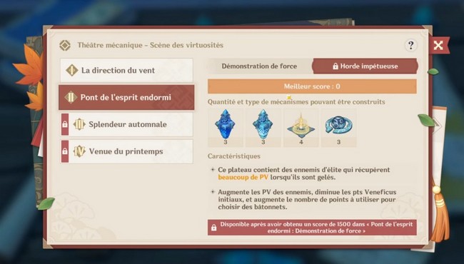 théâtre mécanique Pont de l'esprit endormi Genshin Impact