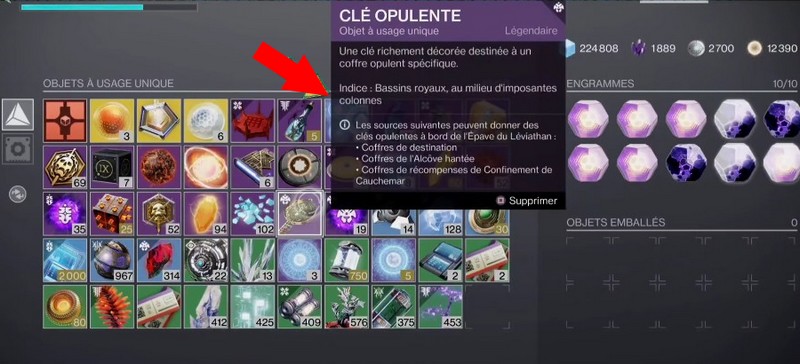 Clé Opulente Bassins Royaux au milieu d'imposantes colonnes Destiny 2