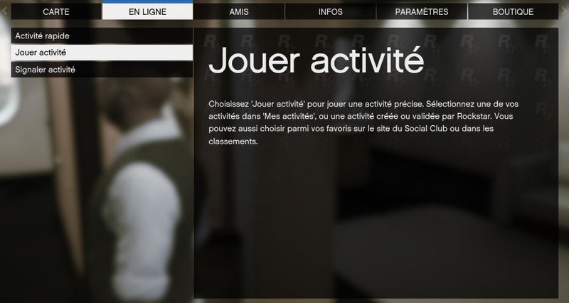 Cliquez ensuite sur « Jouer activité »