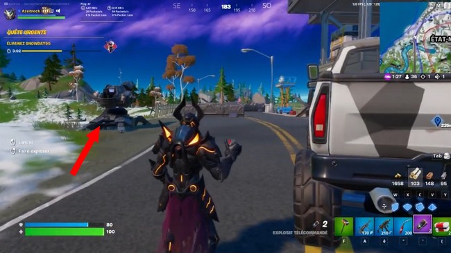 Détruire une tourelle avec des explosifs télécommandés Fortnite