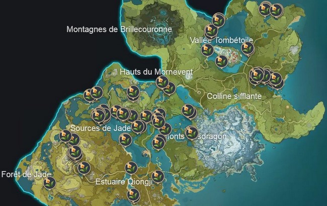 Emplacement Gueule de loup Genshin Impact