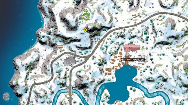 Emplacement jeton de Gain de niveau au nord ouest de Logjam Lumberyard dans Fortnite Chapitre 3 Saison 2 