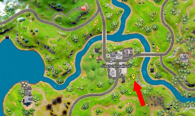 Emplacement jeton de Gain de niveau à Coney Crossroads Fortnite Chapitre 3 Saison 2