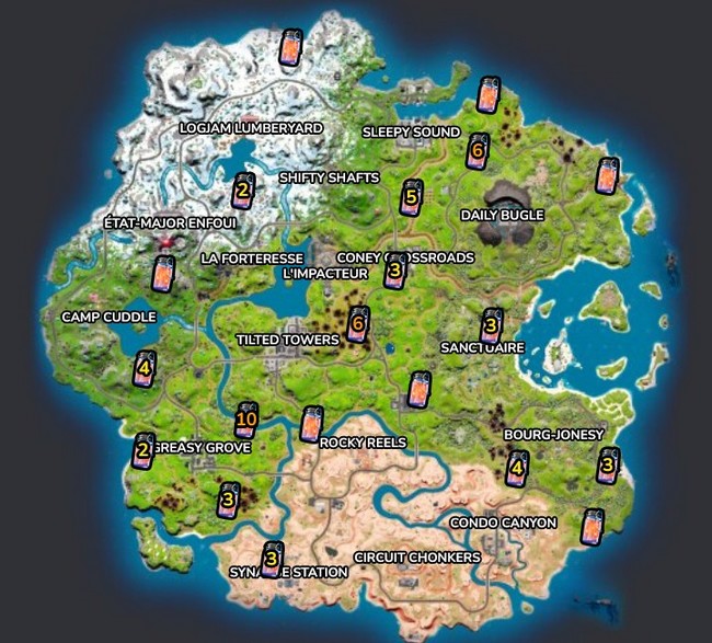Emplacements des Lucioles dans fortnite chapitre 3 saison 2